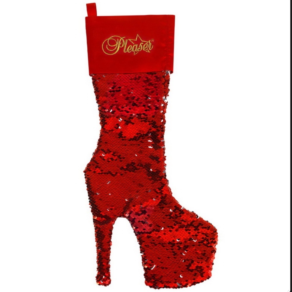 Pleaser Glittering Red Sequin Stiletto Boots